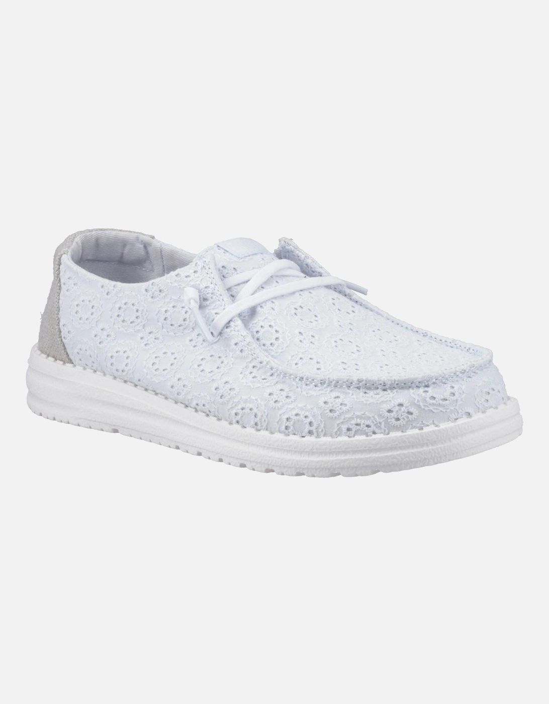 HEYDUDE Wendy Eyelet Lace Cotton Blend Women's Ancient Blue Moccasins Shoes, 10 of 9