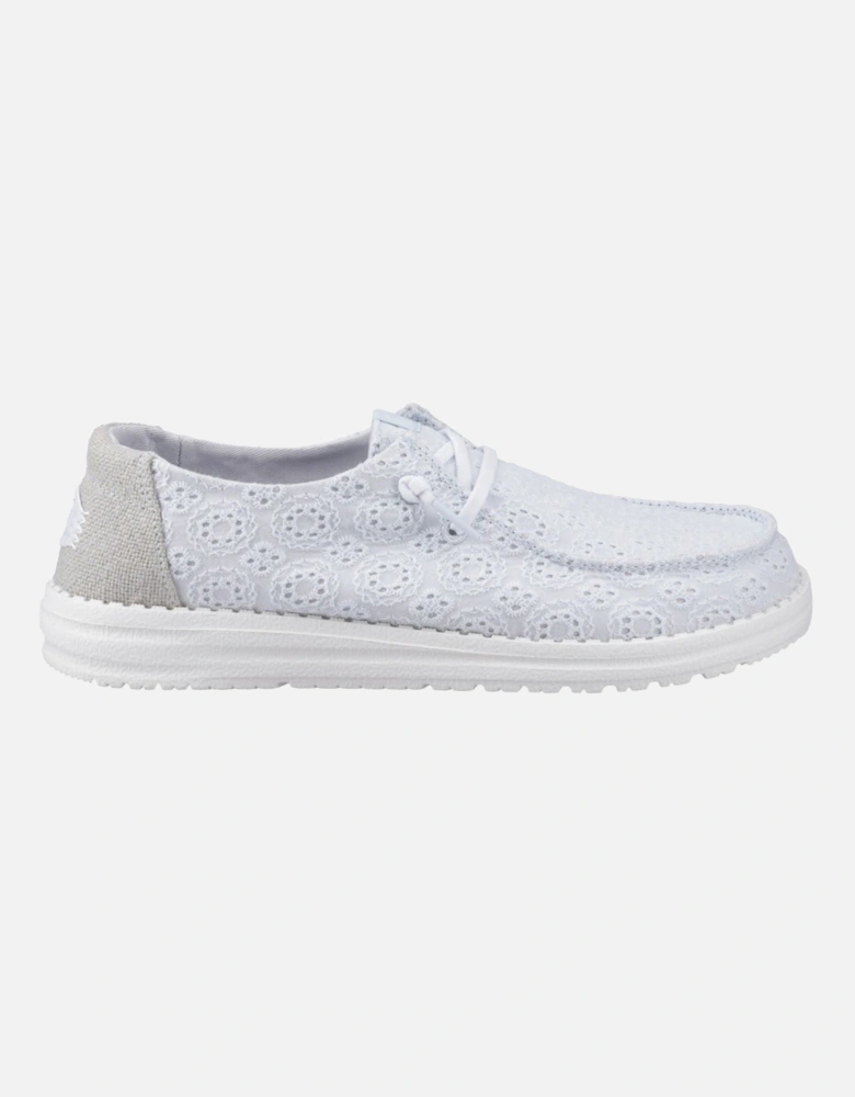 HEYDUDE Wendy Eyelet Lace Cotton Blend Women's Ancient Blue Moccasins Shoes