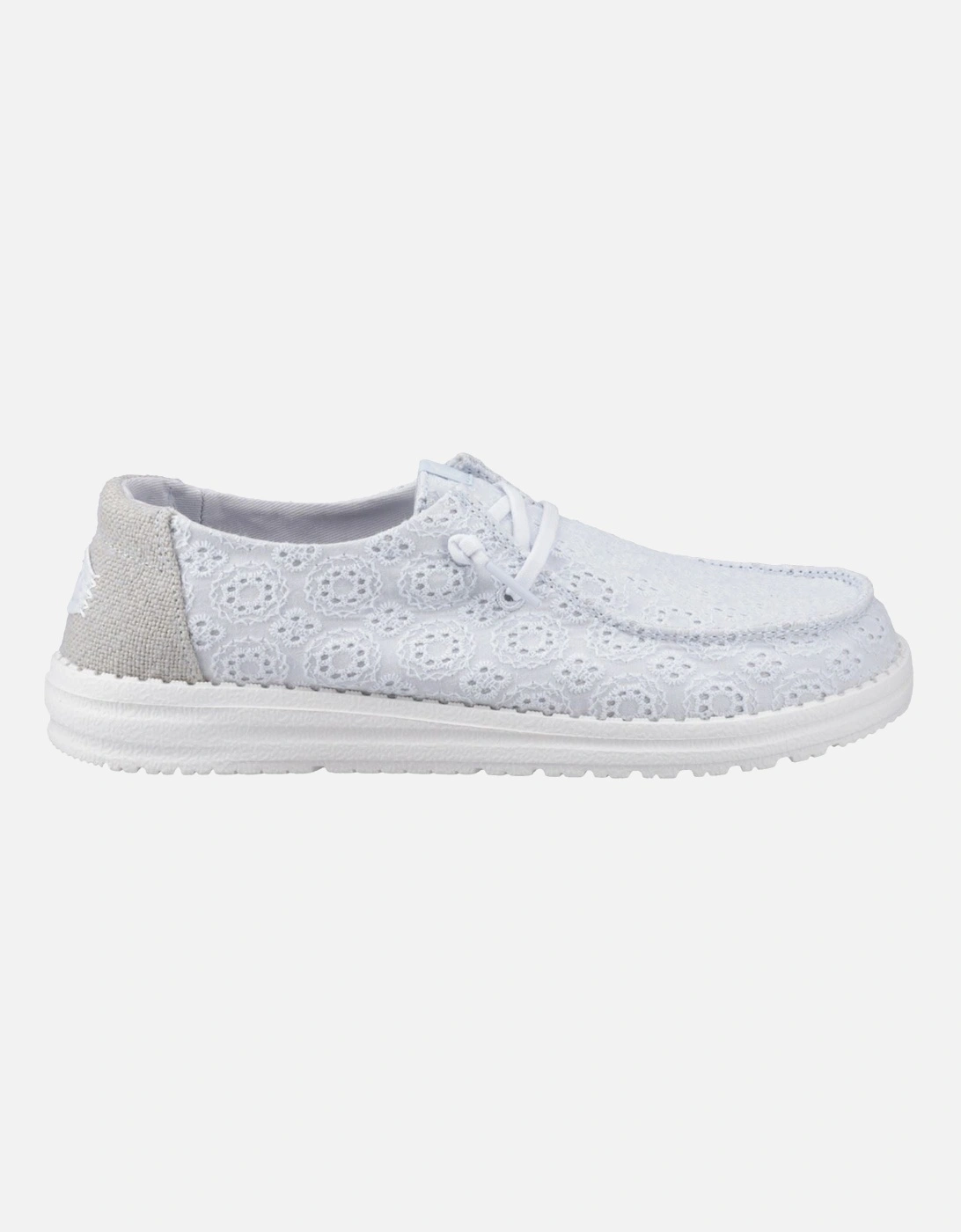HEYDUDE Wendy Eyelet Lace Cotton Blend Women's Ancient Blue Moccasins Shoes