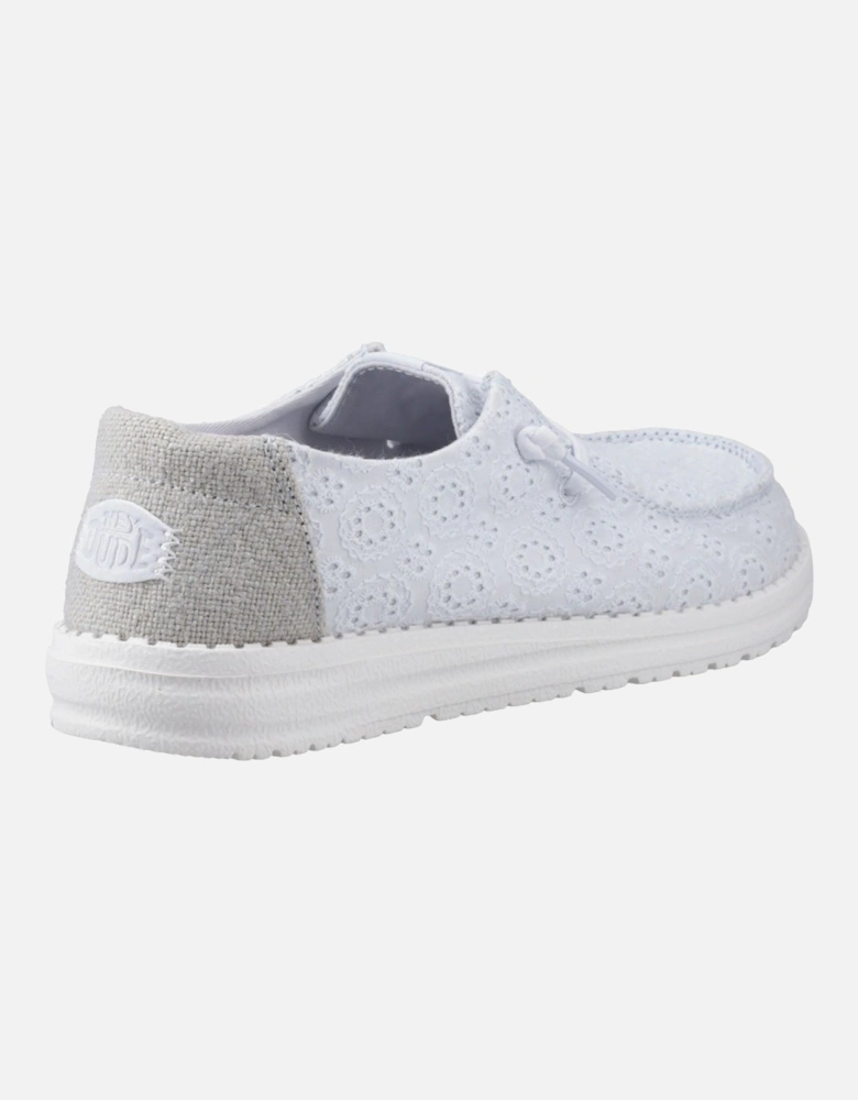 HEYDUDE Wendy Eyelet Lace Cotton Blend Women's Ancient Blue Moccasins Shoes