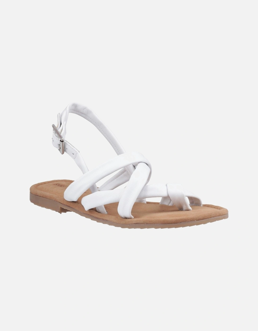 Hush Puppies Hope Women's Flat Leather Sandals in White, Size UK 4