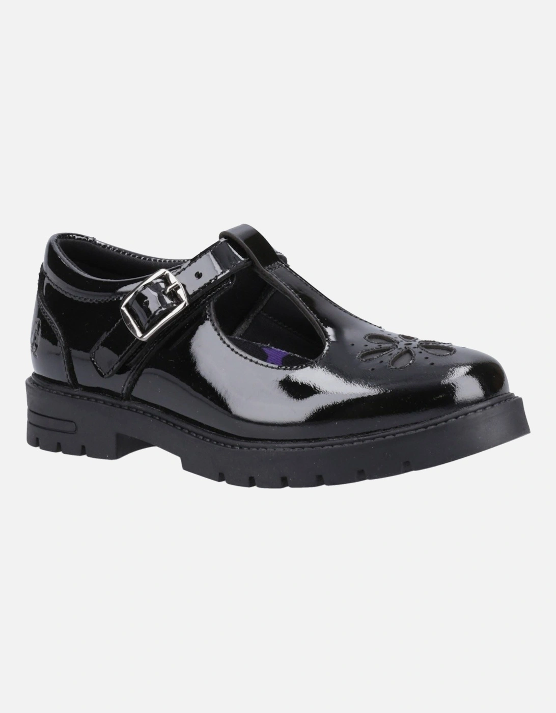 Hush Puppies Girls Black  Fiona Patent Leather Junior Shoes - Size UK 2 / Eu 34 / Us 2.5 Kids