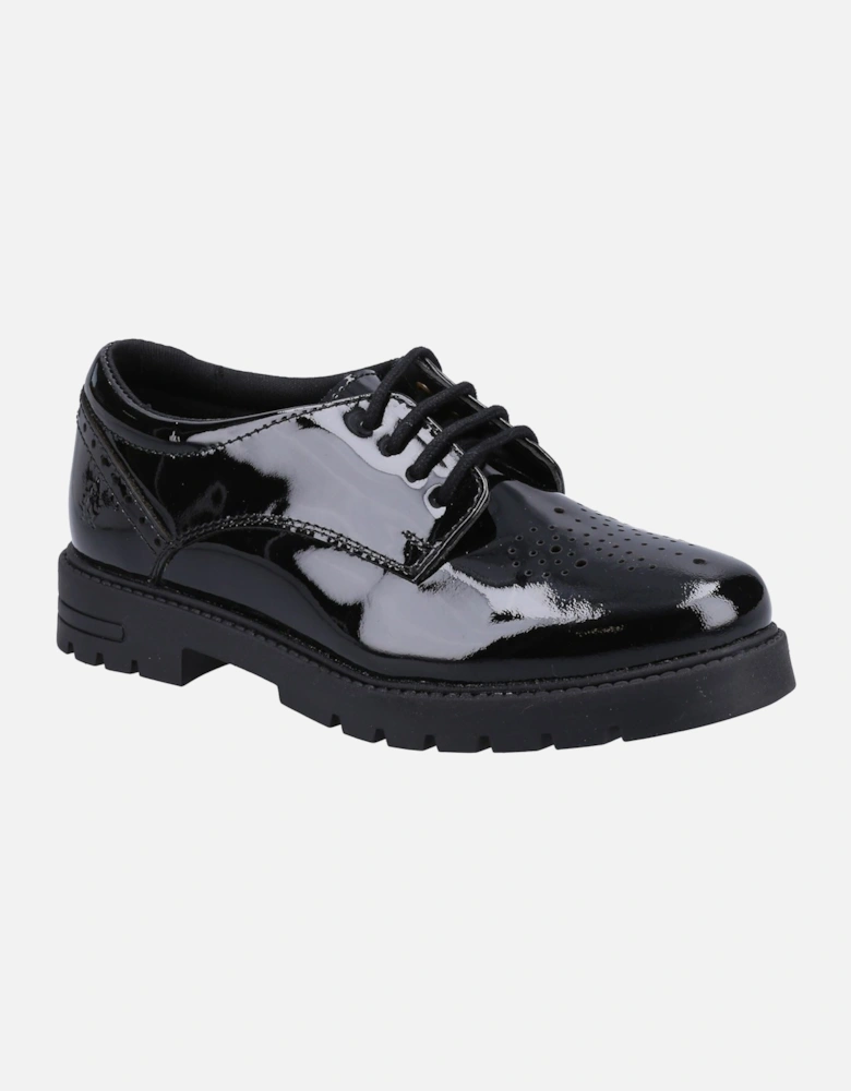 Jayne Patent SNR Leather Girls's Black Lace-Up Shoes