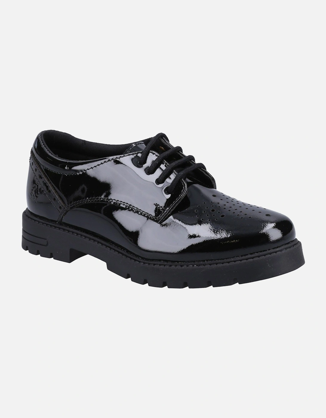 Jayne Patent SNR Leather Girls's Black Lace-Up Shoes, 5 of 4
