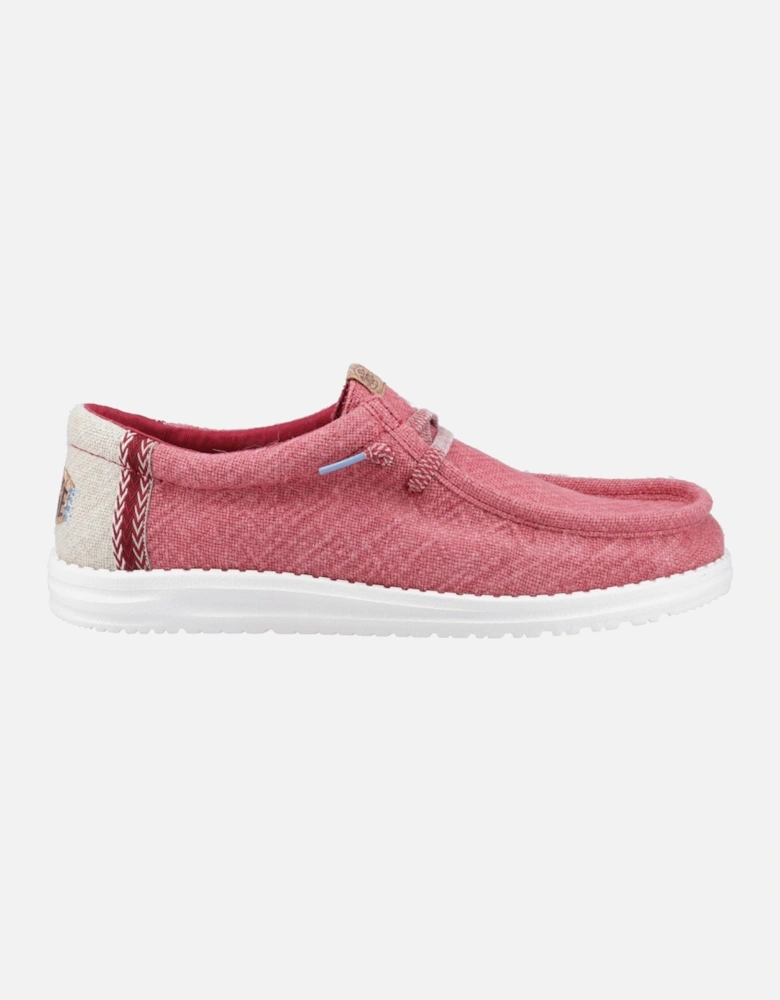 HEYDUDE Wally Jute Jute Men's Claret Red/Silver Birch Moccasins Shoes