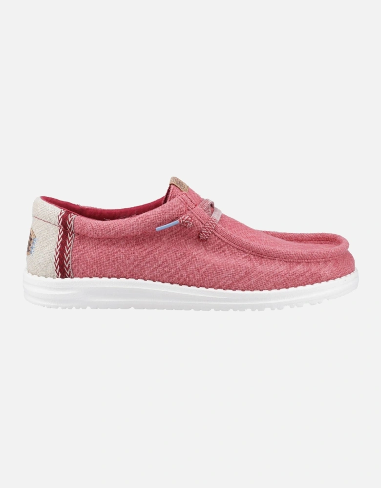 HEYDUDE Wally Jute Jute Men's Claret Red/Silver Birch Moccasins Shoes