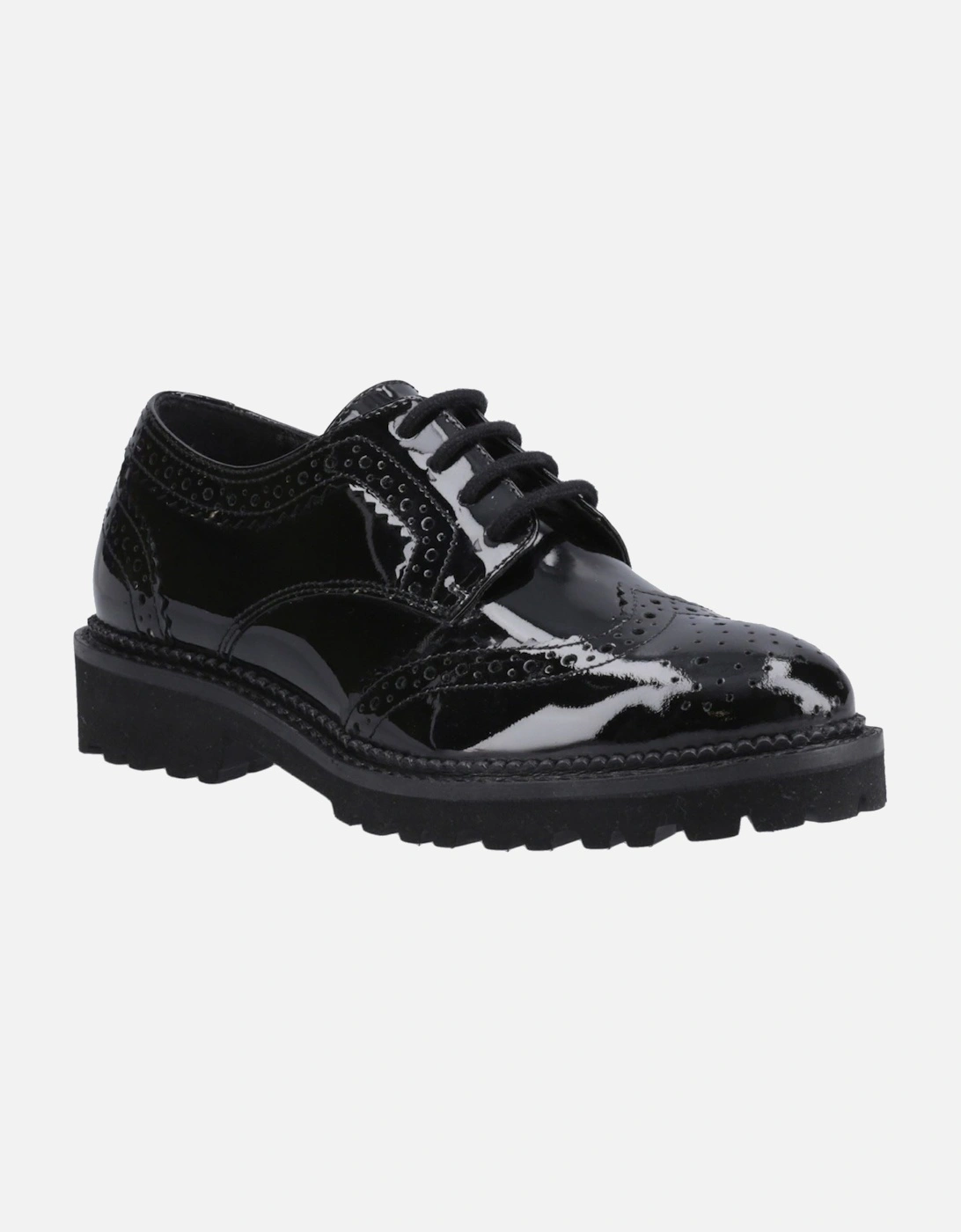 Hush Puppies Girls Black  Gabi Lace Up Patent Leather Youth Brogues - Size UK 5 / Eu 38 / Us 7 Kids