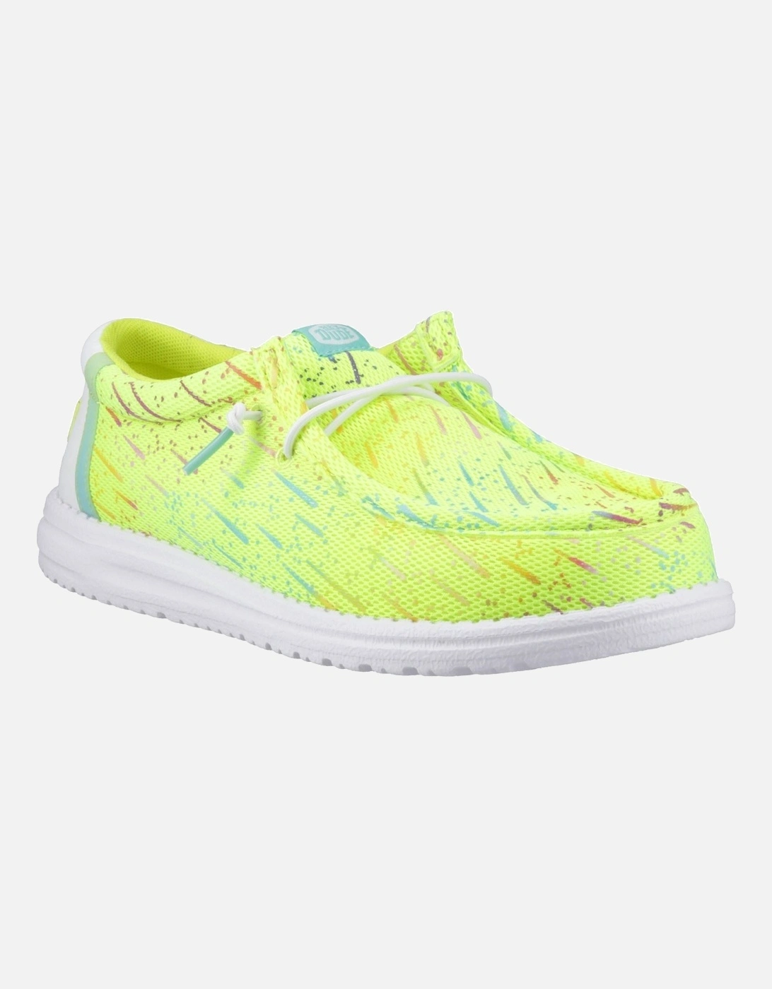 HEYDUDE Wally Party Mesh Polyester Men's Lime Punch/White Moccasins Shoes, 10 of 9