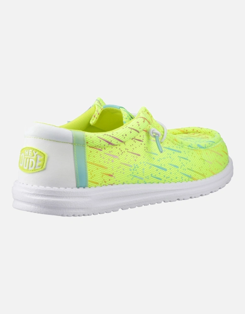 HEYDUDE Wally Party Mesh Polyester Men's Lime Punch/White Moccasins Shoes