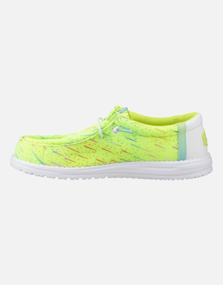 HEYDUDE Wally Party Mesh Polyester Men's Lime Punch/White Moccasins Shoes