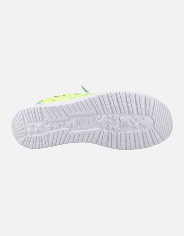 HEYDUDE Wally Party Mesh Polyester Men's Lime Punch/White Moccasins Shoes