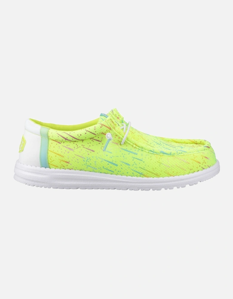 HEYDUDE Wally Party Mesh Polyester Men's Lime Punch/White Moccasins Shoes