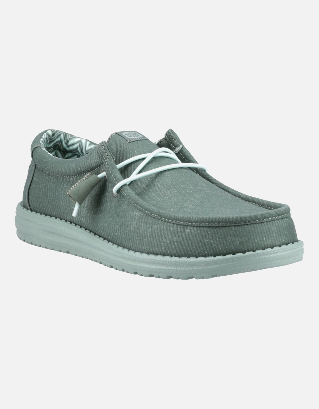 HEYDUDE Wally Canvas 100% Cotton Men's Duck Green/Iceberg Green Moccasins Shoes, 10 of 9