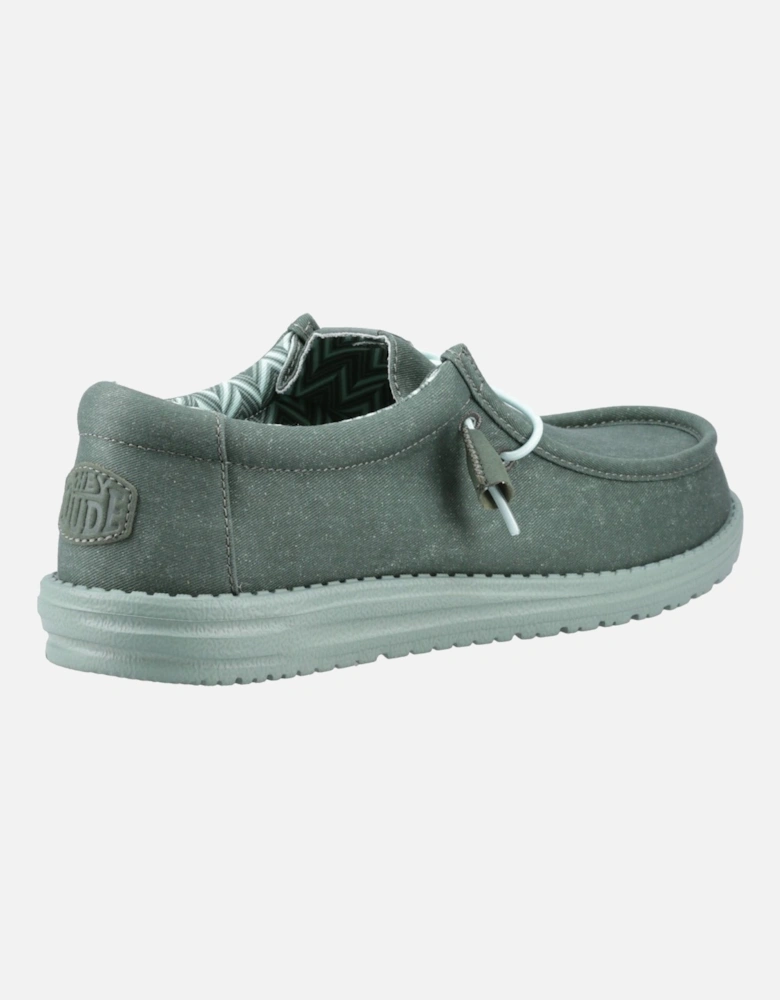 HEYDUDE Wally Canvas 100% Cotton Men's Duck Green/Iceberg Green Moccasins Shoes