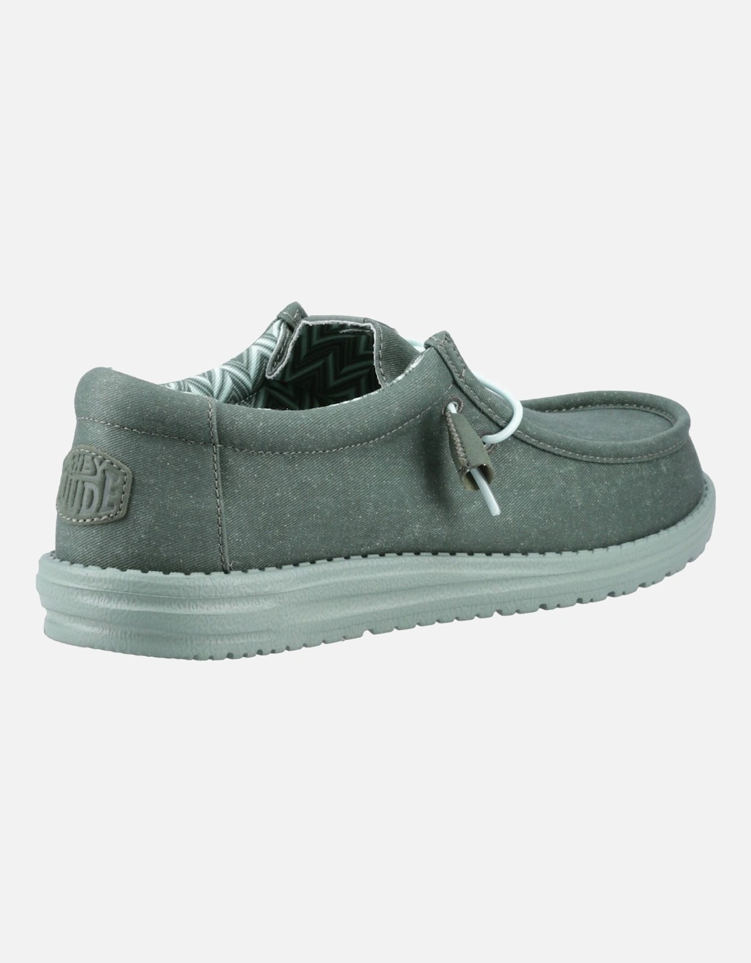 HEYDUDE Wally Canvas 100% Cotton Men's Duck Green/Iceberg Green Moccasins Shoes