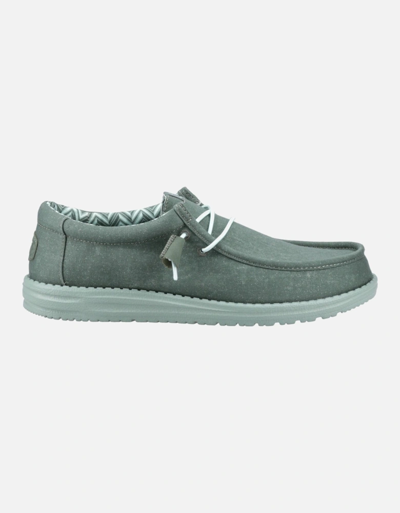 HEYDUDE Wally Canvas 100% Cotton Men's Duck Green/Iceberg Green Moccasins Shoes