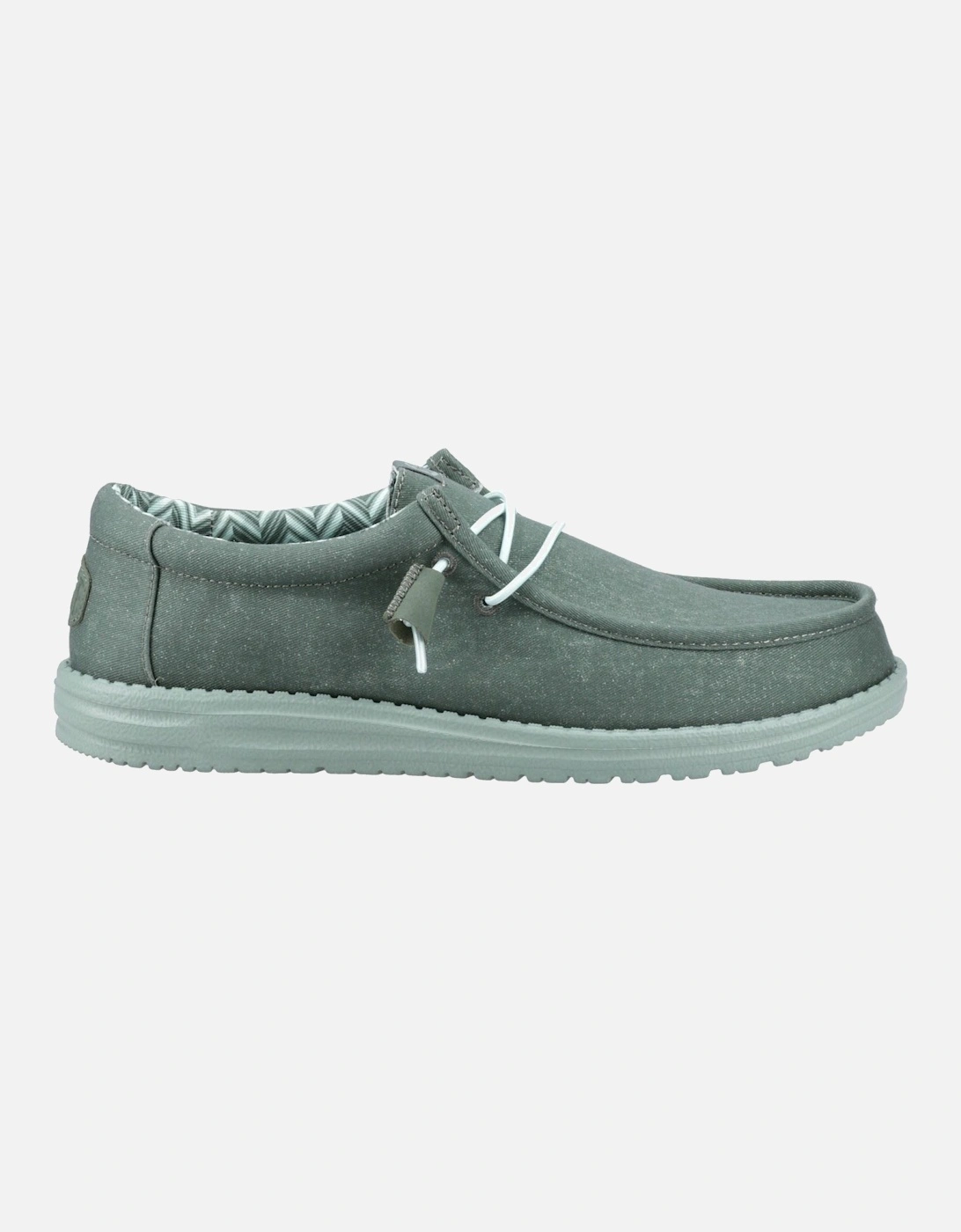HEYDUDE Wally Canvas 100% Cotton Men's Duck Green/Iceberg Green Moccasins Shoes