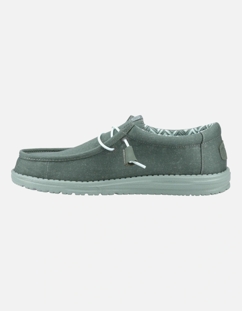 HEYDUDE Wally Canvas 100% Cotton Men's Duck Green/Iceberg Green Moccasins Shoes