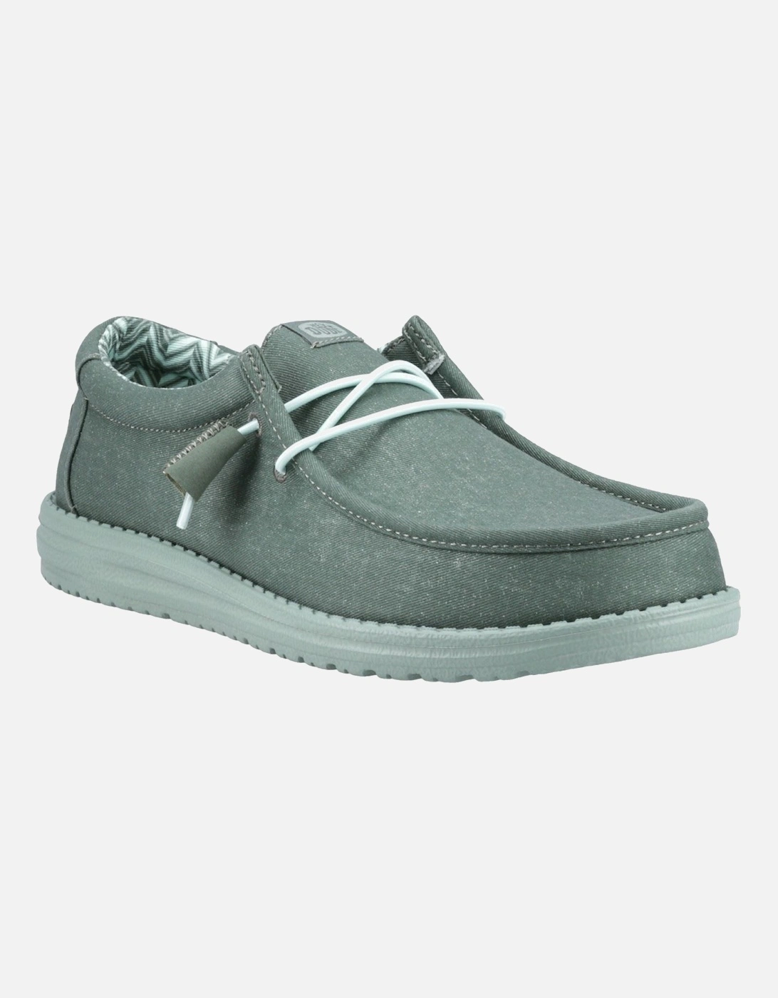 HEYDUDE Wally Canvas 100% Cotton Men's Duck Green/Iceberg Green Moccasins Shoes
