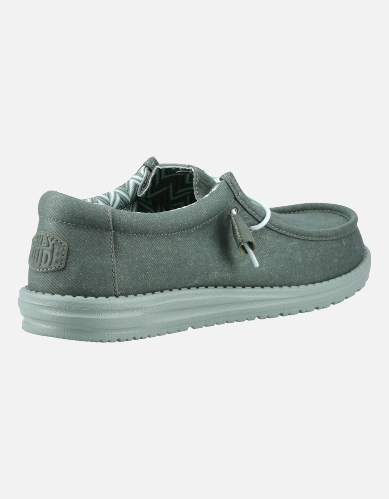 HEYDUDE Wally Canvas 100% Cotton Men's Duck Green/Iceberg Green Moccasins Shoes