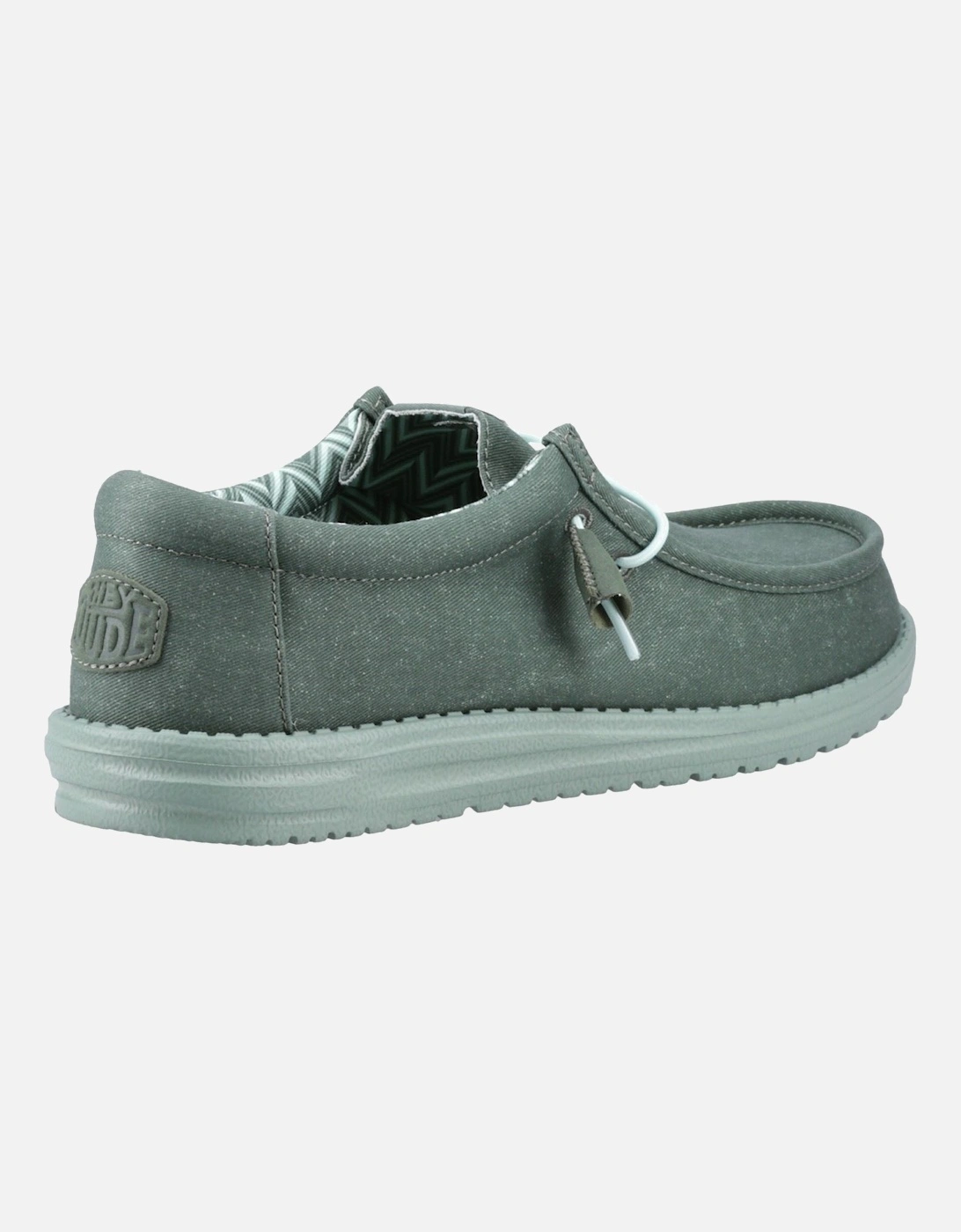 HEYDUDE Wally Canvas 100% Cotton Men's Duck Green/Iceberg Green Moccasins Shoes