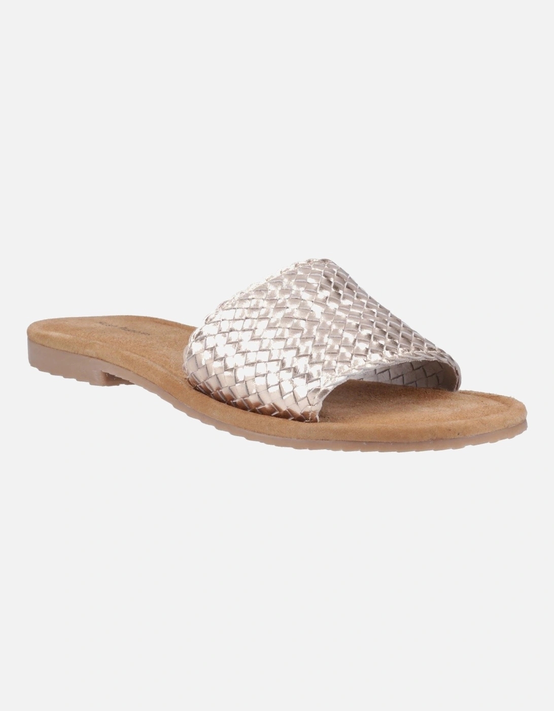 Hush Puppies Hetty Women's Leather Slide Sandals in Silver Size UK 7