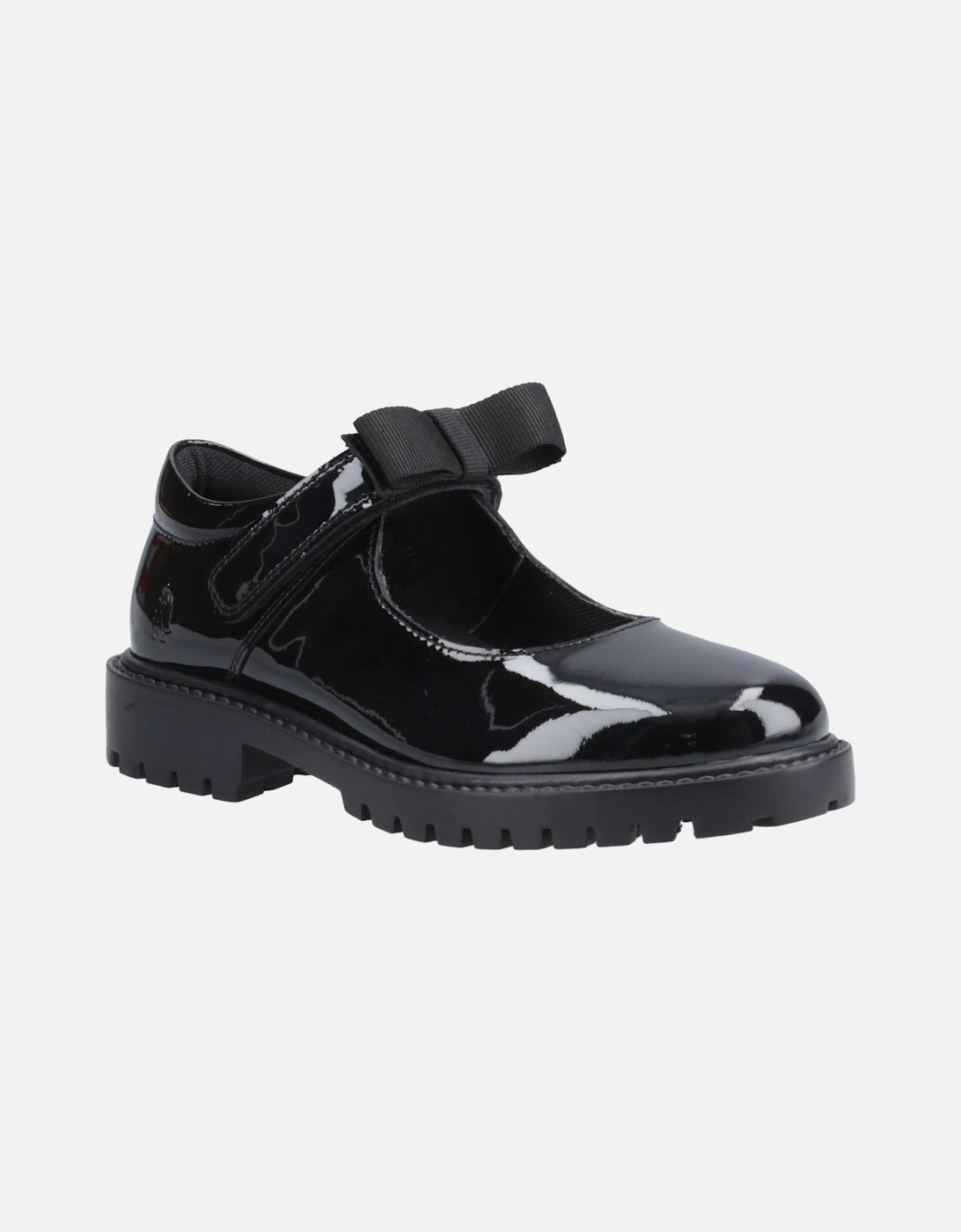 Hush Puppies Girls Black  Astrid Bow Patent Leather Junior Shoes - Size UK 12 / Eu 31 / Us 13 Kids