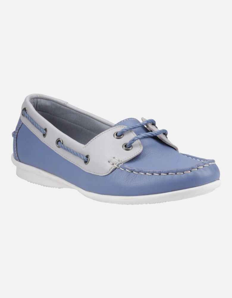 Irene Leather Women's Blue Boat Shoes