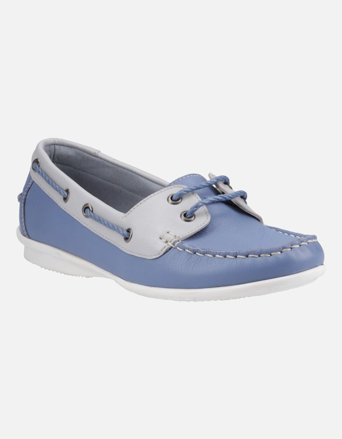 Irene Leather Women's Blue Boat Shoes, 6 of 5