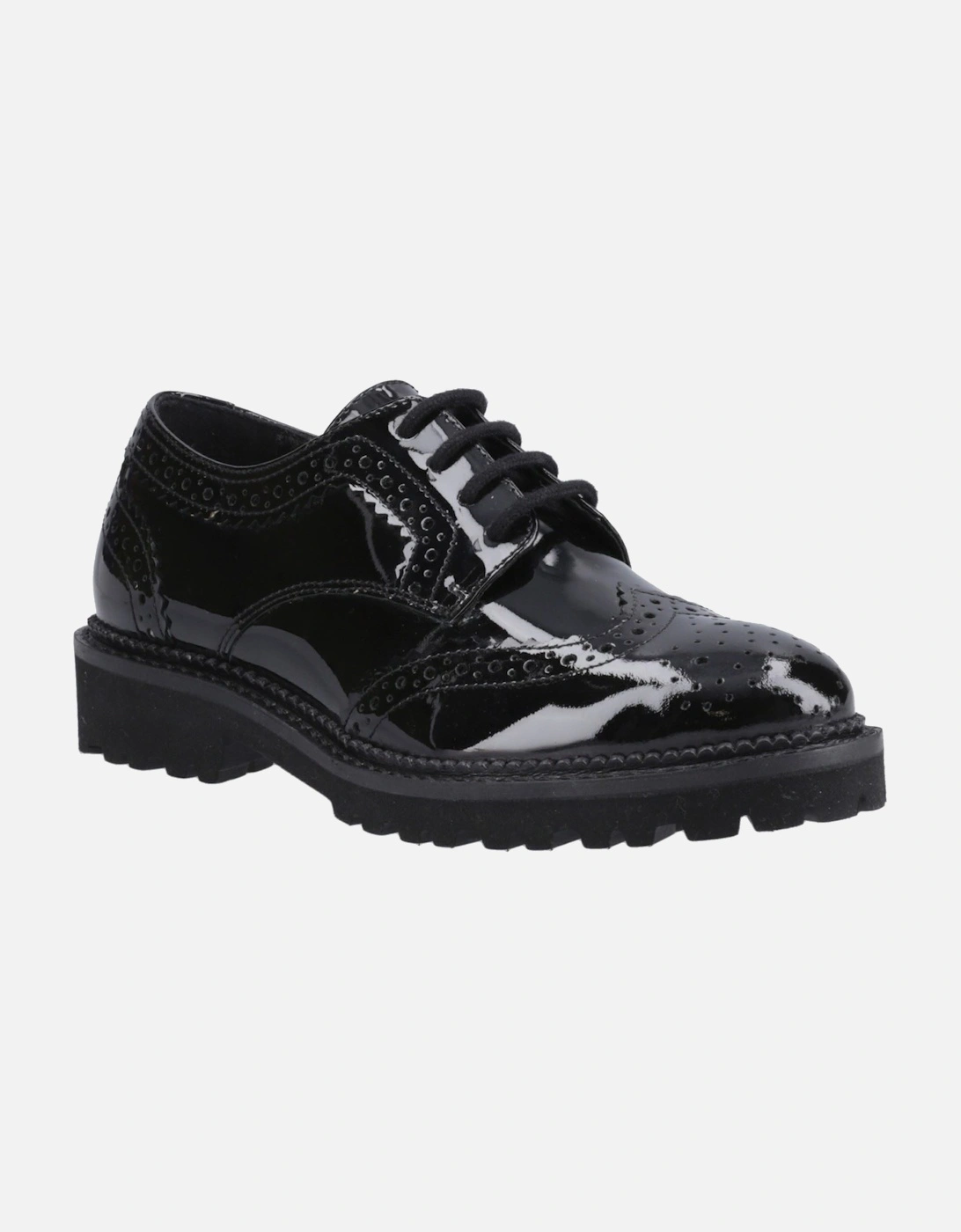 Hush Puppies Girls Black  Gabi Lace Up Patent Leather Brogues - Size UK 7 / Eu 41 / Us 9 Kids