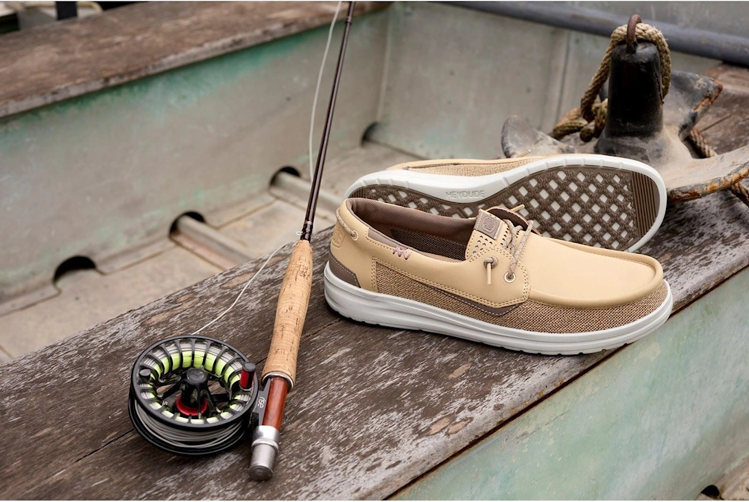 HEYDUDE Welsh Grip Classic Mesh Cotton Blend Men's Incense/Morel Brown Boat Shoes