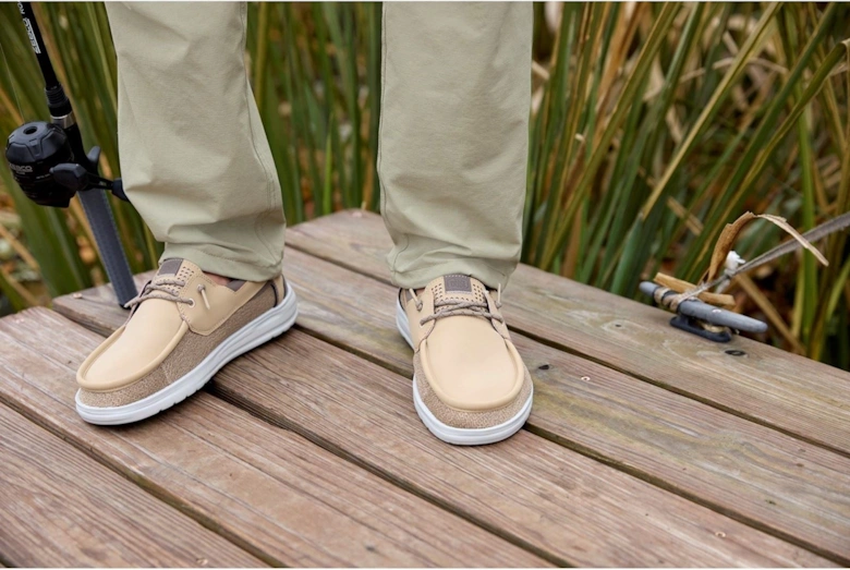 HEYDUDE Welsh Grip Classic Mesh Cotton Blend Men's Incense/Morel Brown Boat Shoes