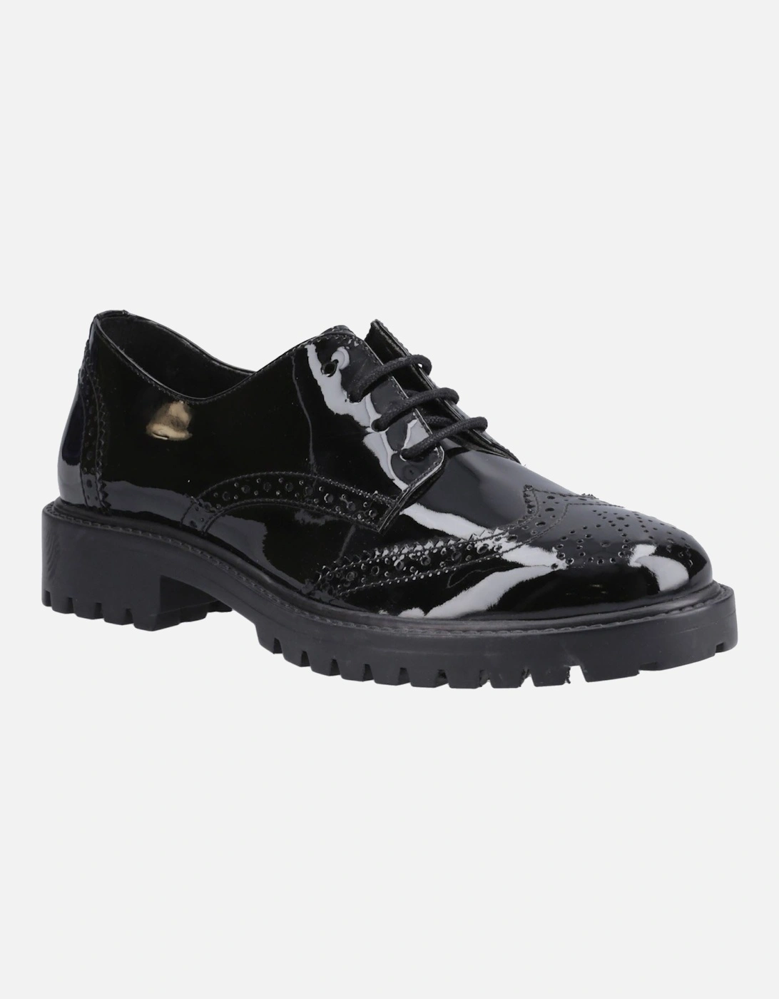 Hush Puppies Girls Black  Athena Patent Leather Junior Brogues - Size UK 1 / Eu 33 / Us 2 Kids