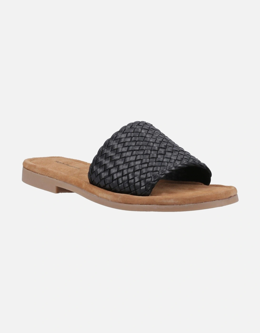 Hush Puppies Women's Black Hetty Slide Leather Wide Sandals - Size: 3