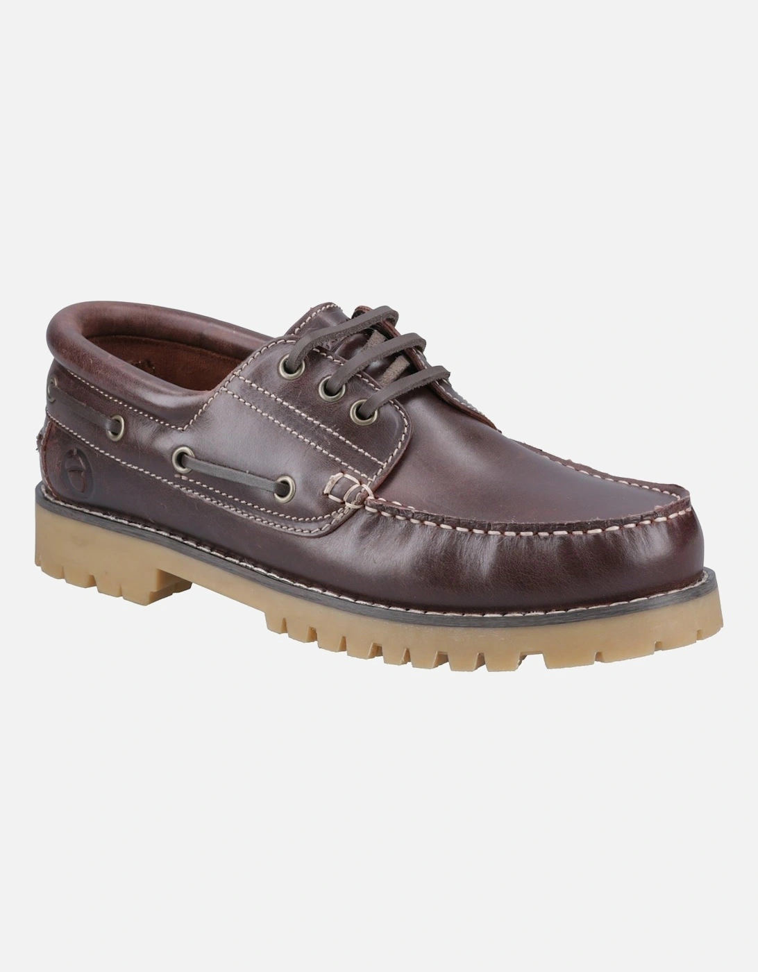 Inglecote Leather Men's Brown Leather Boat Shoes, 6 of 5