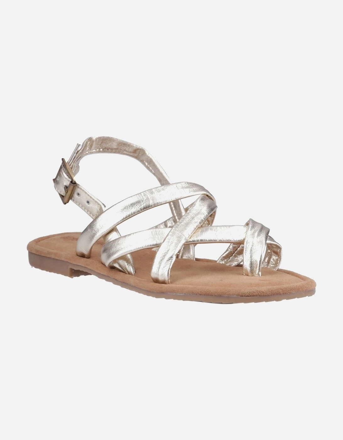 Hush Puppies Hope Leather Gold Flat Sandals for Women Size 8