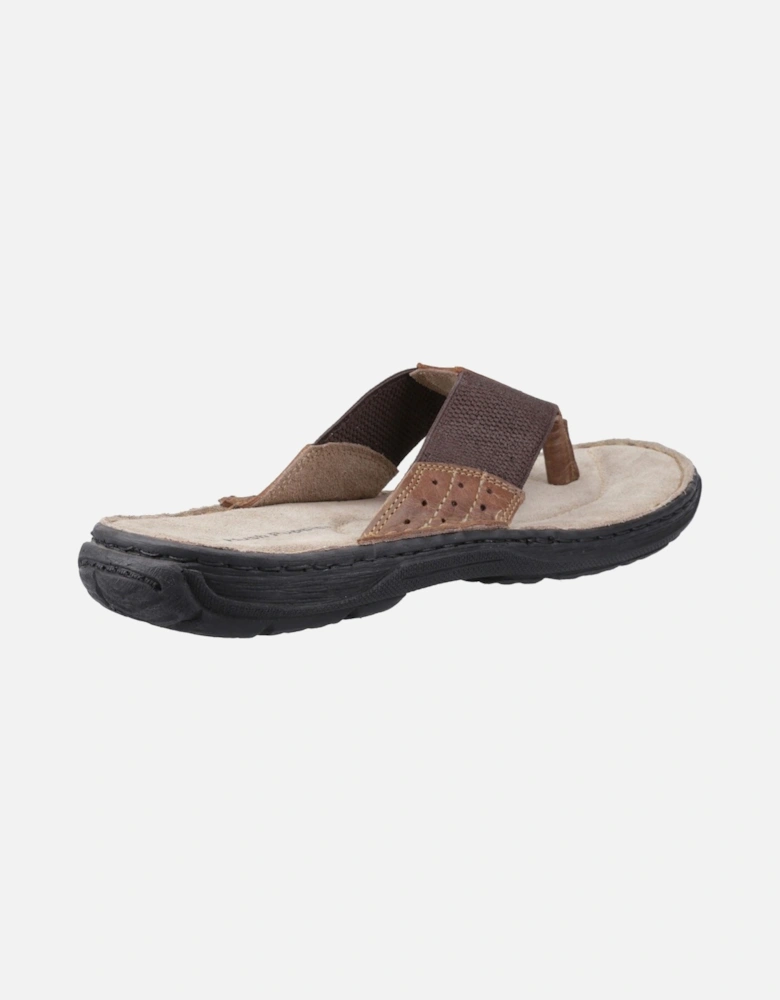 Alan Toepost Leather Men's Tan Flip Flops