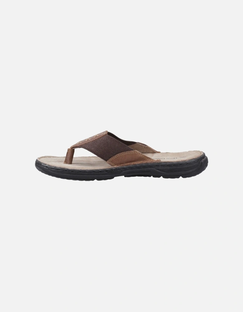 Alan Toepost Leather Men's Tan Flip Flops