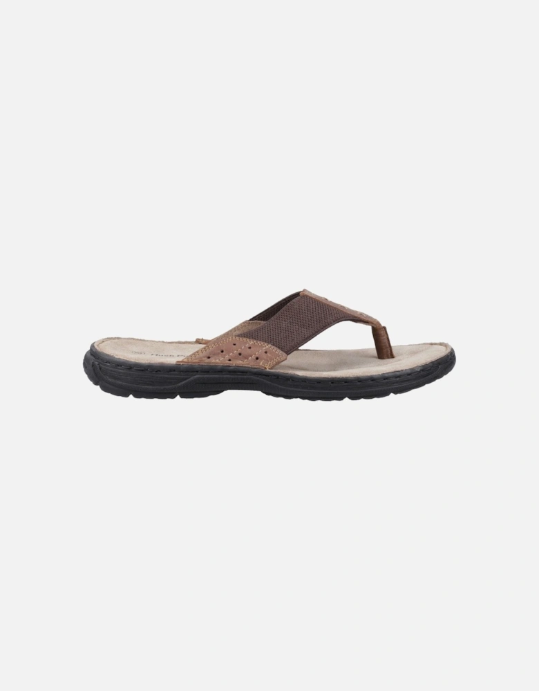 Alan Toepost Leather Men's Tan Flip Flops