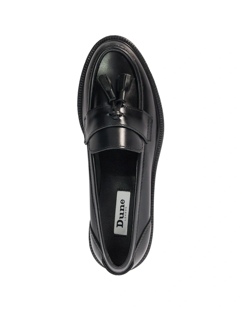 Dune Garda Leather Women's Black Loafers