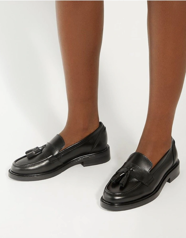 Dune Garda Leather Women's Black Loafers