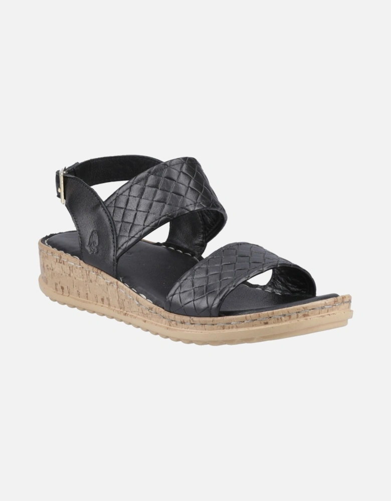 Ebony Woven Leather Women's Black Sandals