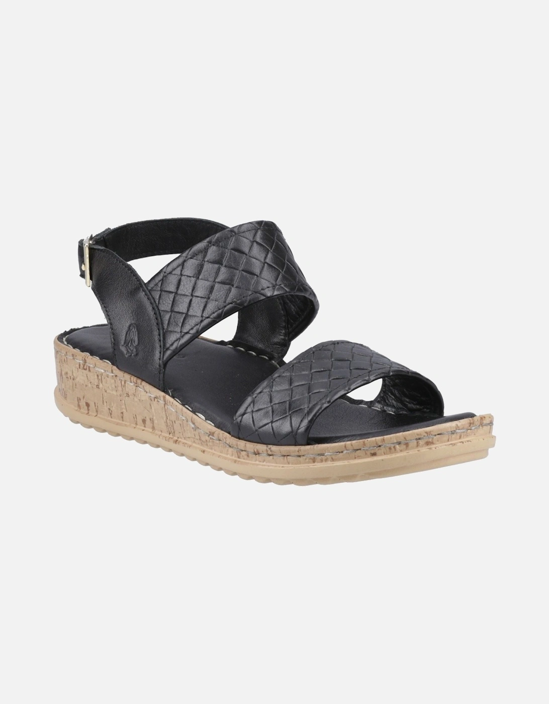 Ebony Woven Leather Women's Black Sandals, 6 of 5