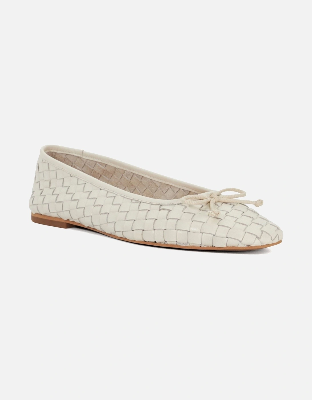Dune Heat Leather Women's Ecru Flats, 6 of 5