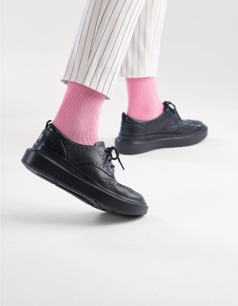 Joy Leather Women's Black/Black Brogues Shoes