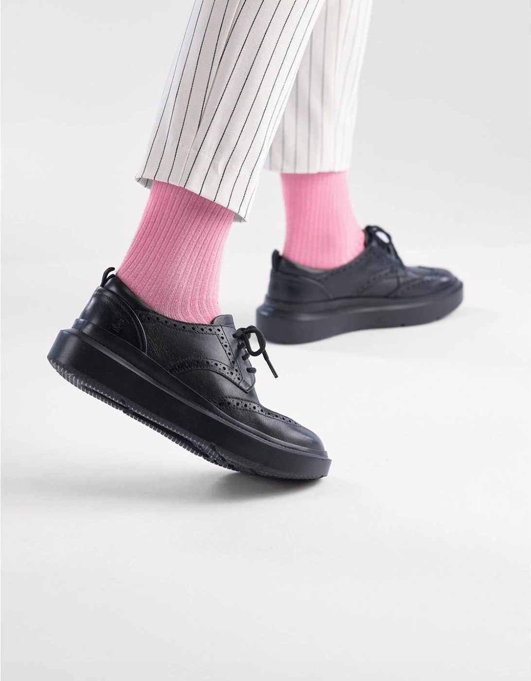Joy Leather Women's Black/Black Brogues Shoes