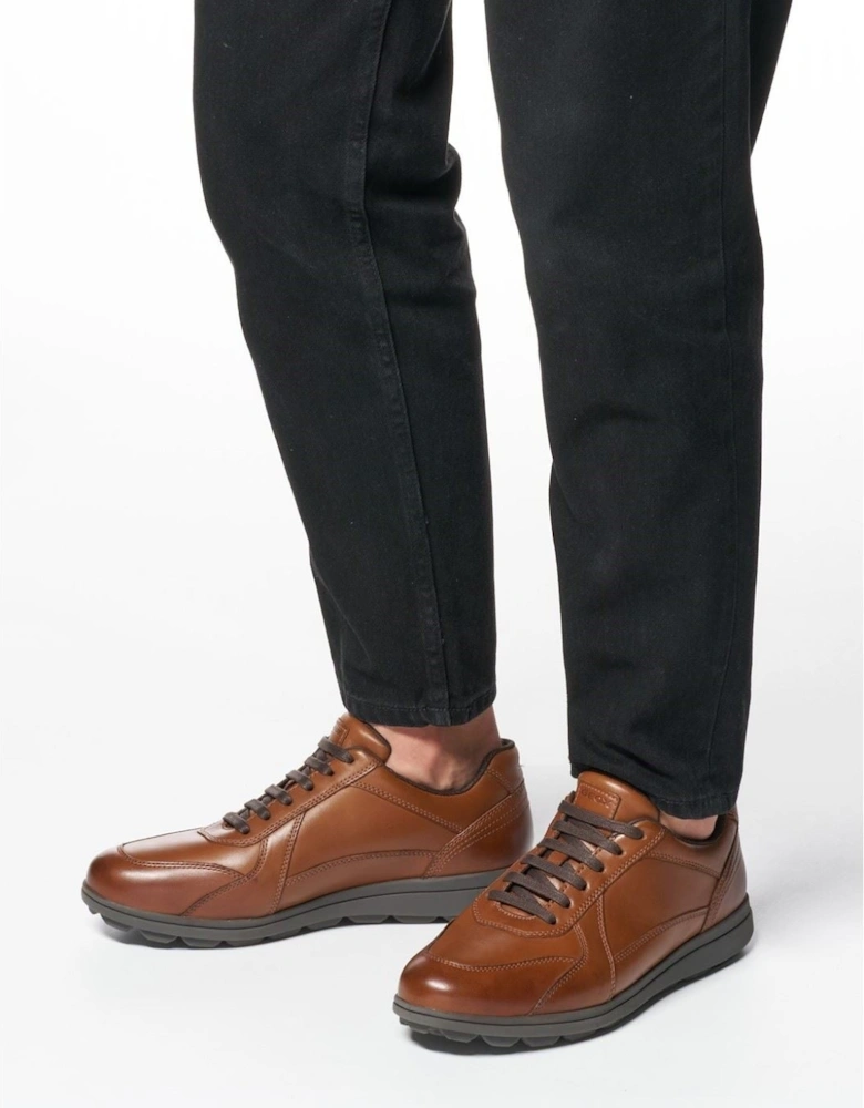 U SPHERICA EC12 Leather Bovine Full Grain Men's Cognac Trainers