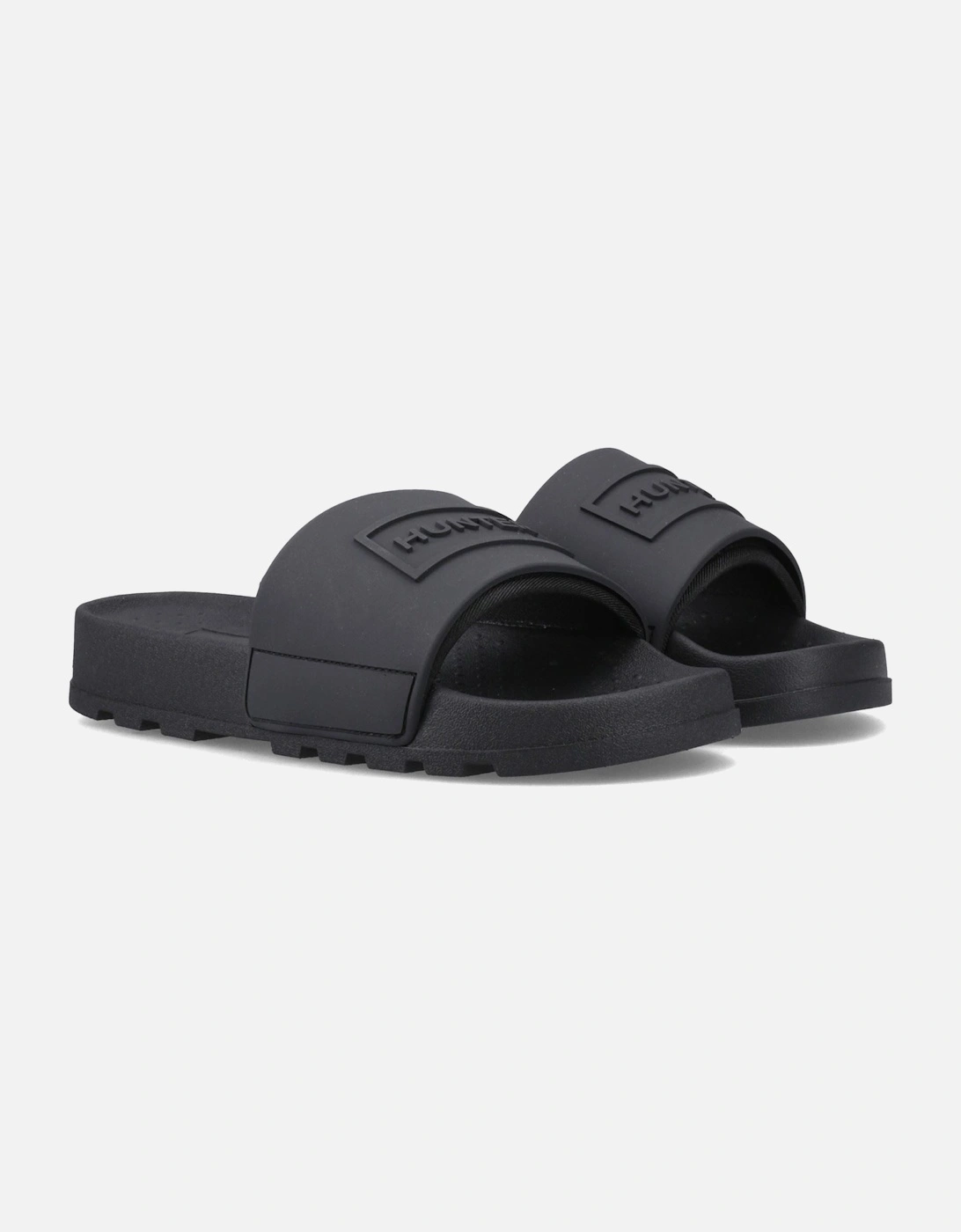 Core Embossed Slider Polyester Women's Black Slides, 5 of 4