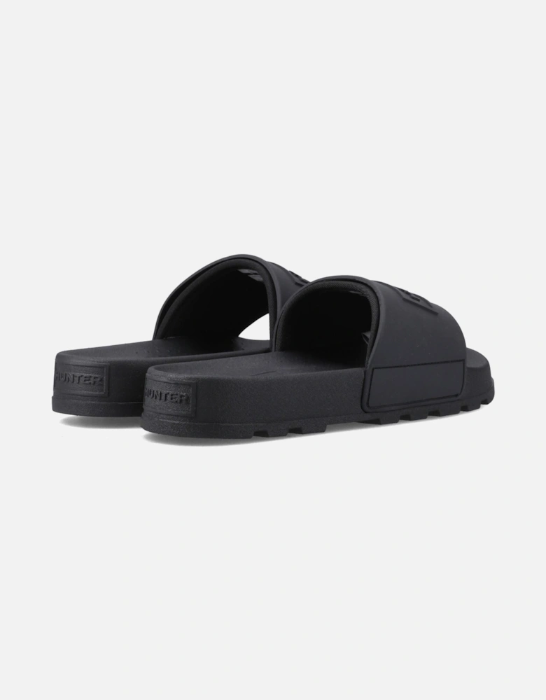 Core Embossed Slider Polyester Women's Black Slides