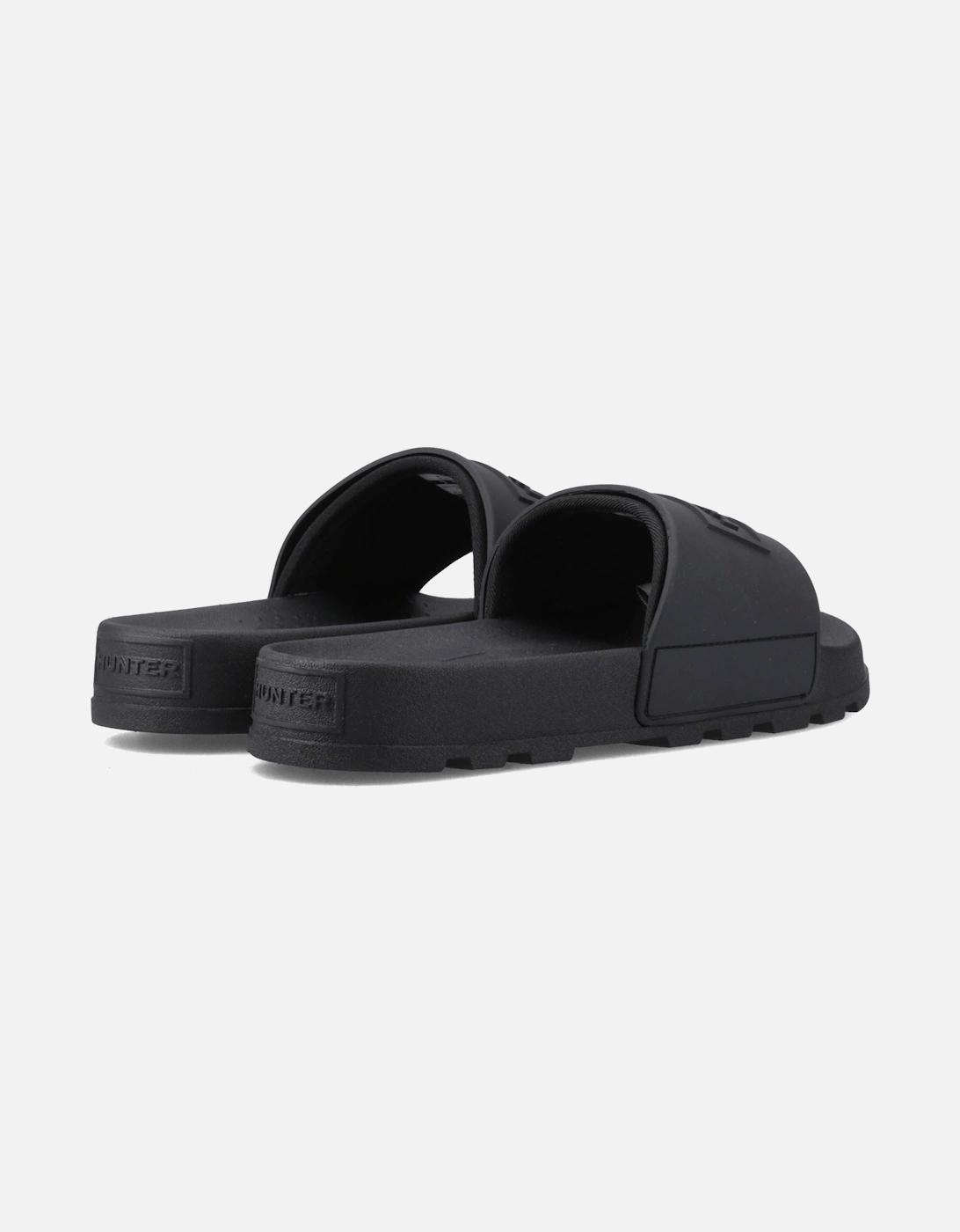 Core Embossed Slider Polyester Women's Black Slides